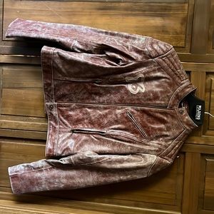 Dusty rose genuine leather motorbike jacket size medium
